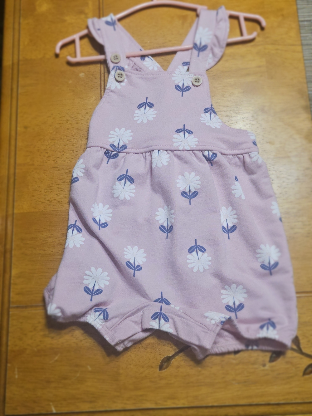 Pink Floral Baby Girls' Short Overalls Romper